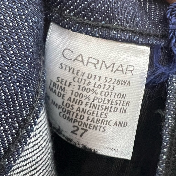 Carmar Titania Fitz Slim Fit High Rise Black Shorts Bird Design 27 Button Fly - Picture 9 of 10